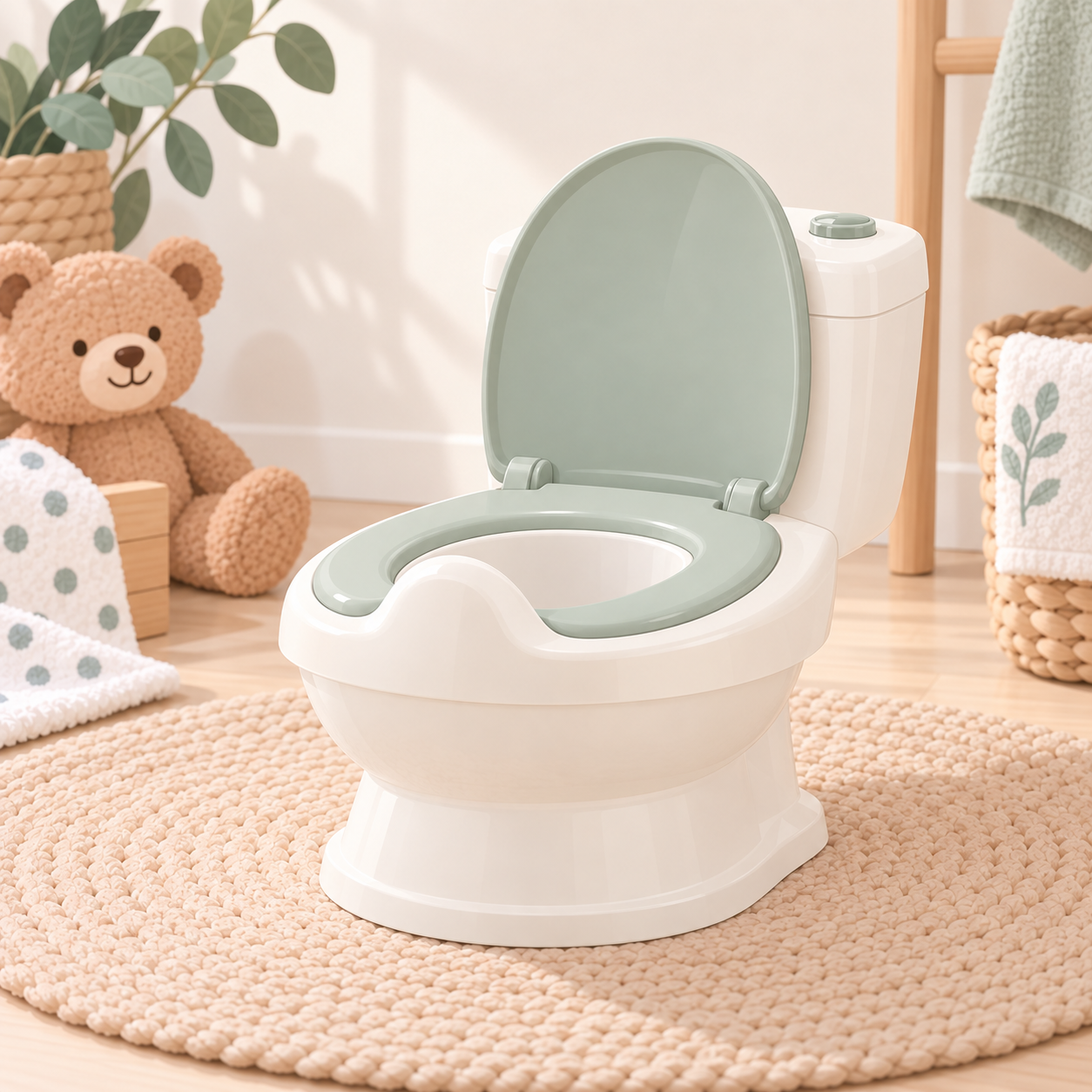 Illustration d'un petit pot enfant ressemblant aux toilettes des adultes